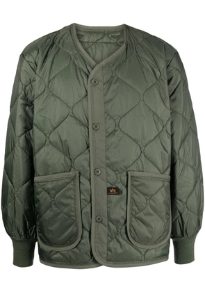 Alpha Industries logo-patch quilted jacket - Green