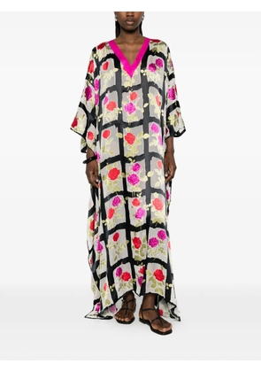 Dolci Follie rose-pattern grid maxi kaftan - Black