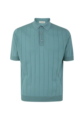 Filippo De Laurentiis ribbed short-sleeve polo shirt - Blue