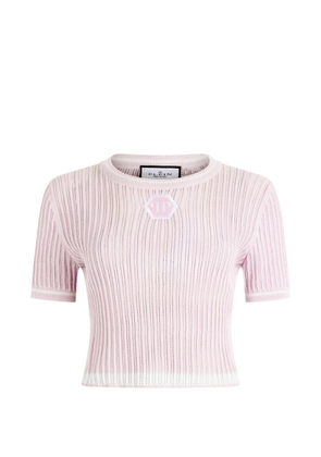 Philipp Plein knitted logo-patch T-shirt - Pink