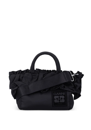 GANNI ruffled tote bag - Black