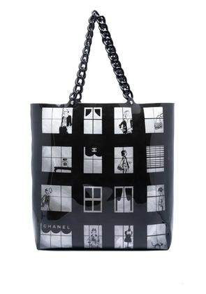 CHANEL Pre-Owned 2003-2004 Vinyl Coco Window tote bag - Black