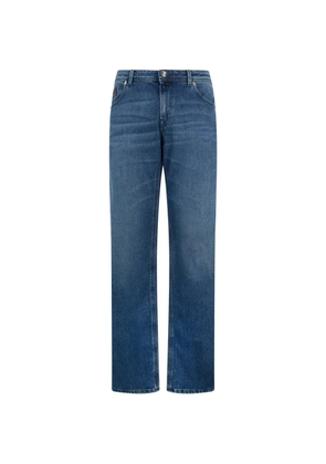 Billionaire leather details straight jeans - Blue