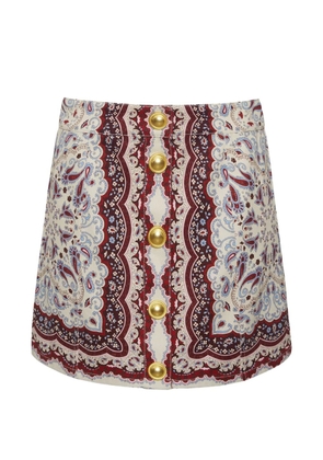 Cara Cara Evergreen paisley buttoned mini skirt - White