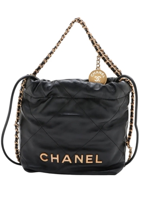 CHANEL Pre-Owned 2021-2026 Mini Shiny Calfskin 22 Handbag satchel - Black