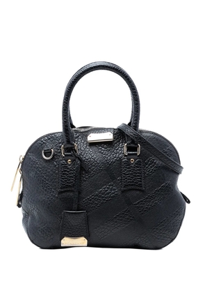 Burberry Pre-Owned 2015-2025 Small Heritage Grain Check Embossed Leather Orchard Bowling Bag satchel - Black