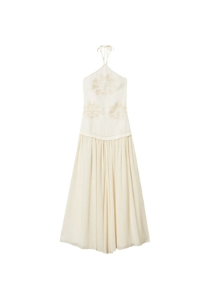 TWINSET embroidered halterneck dress - Neutrals