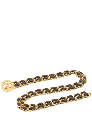CHANEL Pre-Owned 20th Century Gold Plated Leather Woven Double Chain belt
