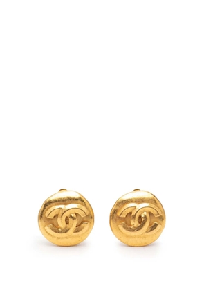 CHANEL Pre-Owned 1995 CC Gold Plated Round Clip On Earrings costume earrings