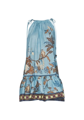 ALEMAIS Georgie ruffled printed mini dress - Blue