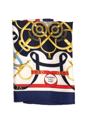Hermès Pre-Owned 2000s Eperon d’Or Gavroche printed silk scarf - White