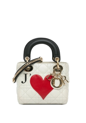 Christian Dior Pre-Owned 2019 DiorAmour Chinese Valentines Mini Lambskin Cannage Lady Dior satchel - White