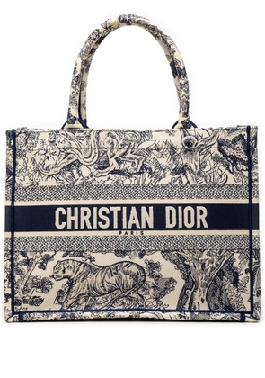 Christian Dior Pre-Owned 2022 Medium Canvas Embroidered Dioriviera Toile De Jouy Book tote bag - Blue