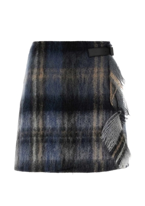 LOEWE embroidered fringed mini skirt - Blue