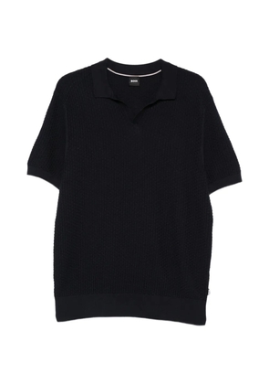 BOSS waffle V-neck T-shirt - Blue