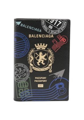 Balenciaga graphic-print passport holder - Black