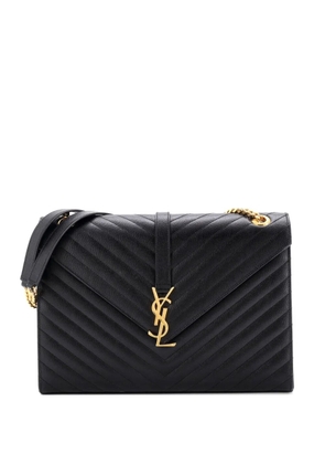 Saint Laurent Pre-Owned Classic Monogram Envelope Satchel Matelasse Chevron Leather Large shoulder bag - Black