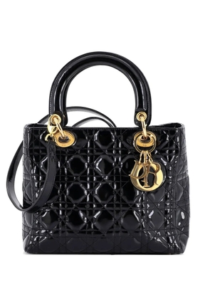 Christian Dior Pre-Owned Vintage Lady Dior Bag Cannage Quilt Patent Medium satchel - Black