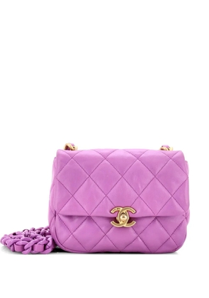 CHANEL Pre-Owned Lacquered Metal CC Flap Bag Quilted Lambskin Mini crossbody bag - Purple