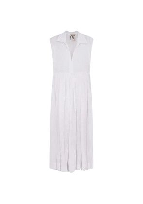 Semicouture collared pleated dress - White