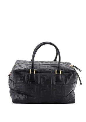 Fendi Pre-Owned Boston Bag Zucca Embossed Leather Medium handbag - Black