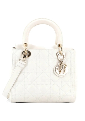 Christian Dior Pre-Owned Lady Dior Bag Cannage Quilt Lambskin Medium satchel - White