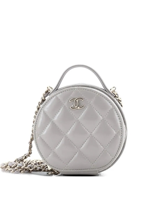 CHANEL Pre-Owned Handle with Care Round Vanity Case with Chain Quilted Lambskin Small crossbody bag - Grey