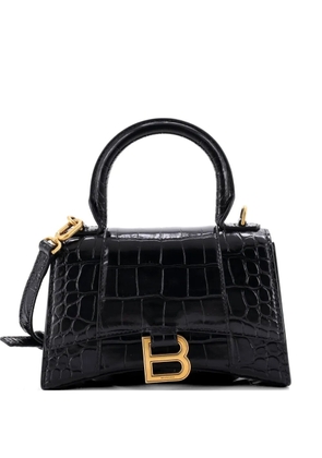 Balenciaga Pre-Owned Hourglass Top Handle Bag Crocodile Embossed Leather XS satchel - Black
