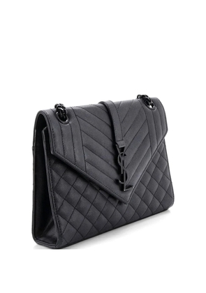 Saint Laurent Pre-Owned Classic Monogram Envelope Satchel Mixed Matelasse Leather Medium shoulder bag - Black