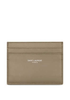 Saint Laurent logo leather card holder - Neutrals