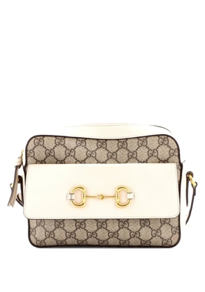 Gucci Pre-Owned Horsebit 1955 Flap Pocket Camera Bag GG Coated Canvas and Leather Small crossbody bag - Neutrals