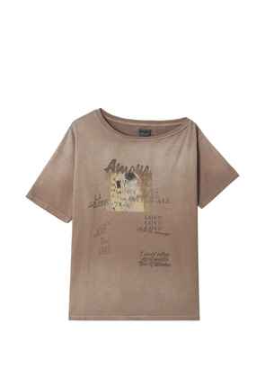 Musium Div. print boat neck T-shirt - Neutrals