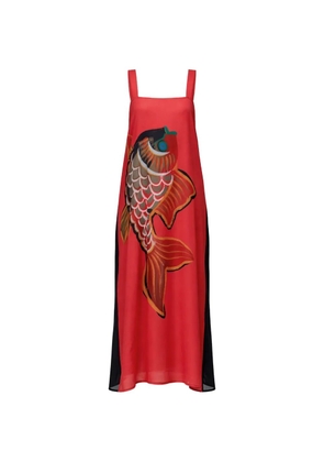 Osklen fish-print midi dress - Red