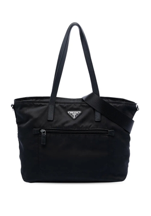 Prada Pre-Owned 2013-2025 Saffiano Trimmed Tessuto satchel - Black