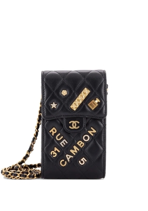 CHANEL Pre-Owned Lucky Charms Flap Phone Holder Quilted Lambskin crossbody bag - Black