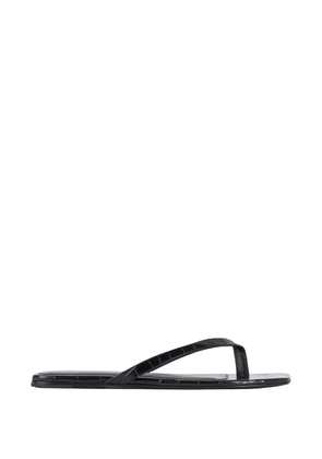 TOTEME croc-embossed leather flip flops - Black