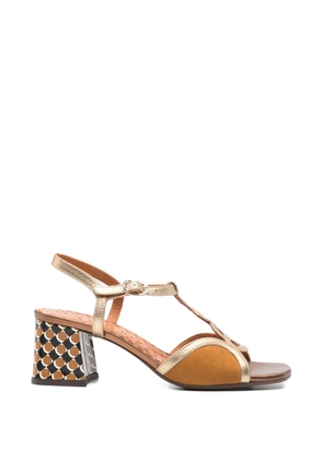 Chie Mihara T-strap patterned sandals - Gold