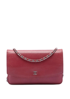 CHANEL Pre-Owned 2013-2014 CC Caviar Sevruga Wallet On Chain crossbody bag - Red