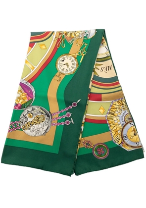Hermès Pre-Owned 2000-2026 Parmi Les Fleurs Je Compte Les Heures Silk Scarf 90 scarves - Green