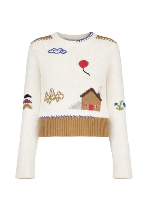 MOTHER The Shrunken embroidered pullover - Neutrals