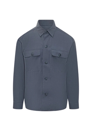BOSS button-up chest-pocket overshirt - Blue