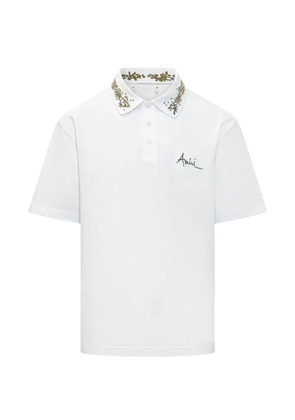 AMIRI floral-collar polo shirt - White