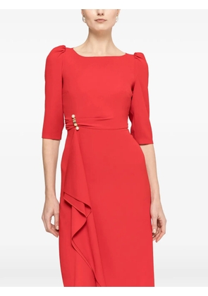 NISSA pearl-detail midi dress - Red