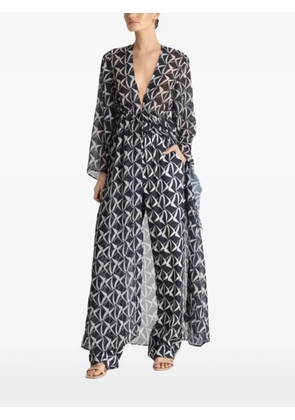 DIARRABLU geometric print v-neck top - Blue