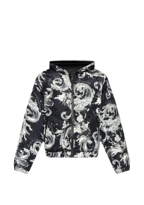 Versace Jeans Couture print-detail hooded padded jacket - Black