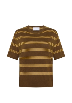 Emiliano Rinaldi striped short-sleeved top - Brown