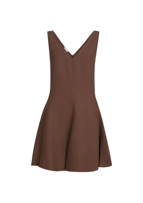 Brunello Cucinelli viscose and linen fluid twill mini dress - Brown