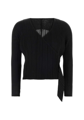 Pleats Please Issey Miyake Facade pleated V-neck cardigan - Black