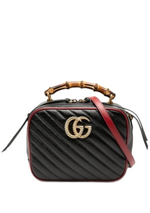Gucci Pre-Owned 2016-2026 Small GG Marmont Matelasse Diagonal Leather Torchon Bamboo satchel - Black