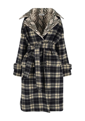 Duran Lantink Plaid Snakeskin Coat - Black